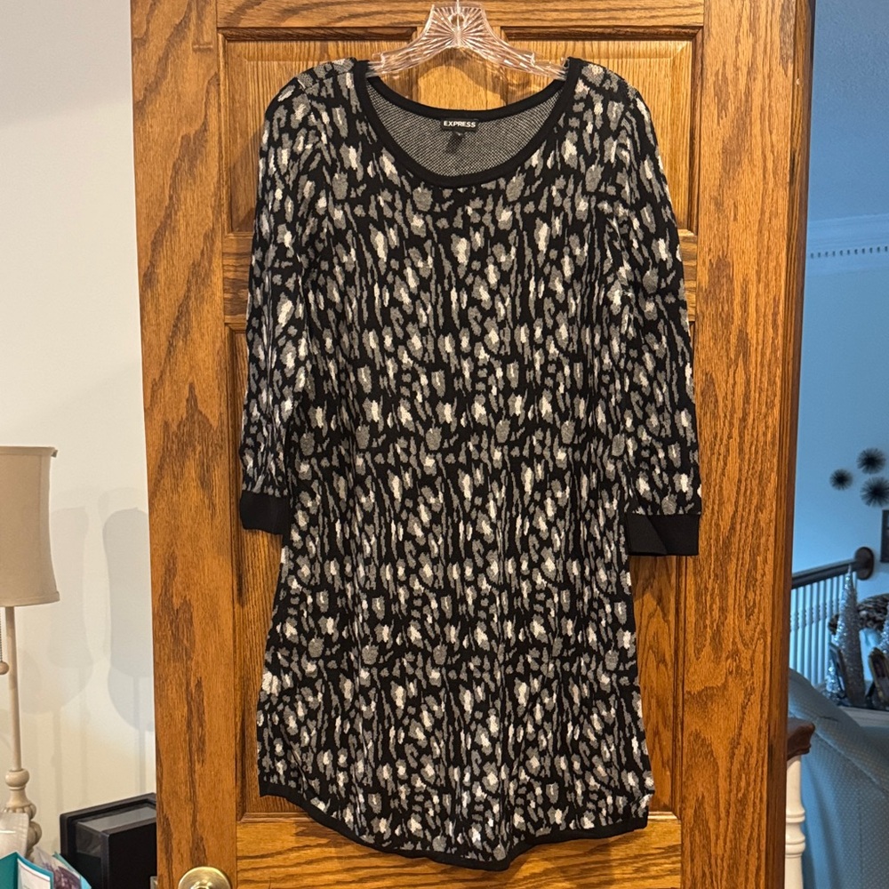 Express Black and Gray Knit Dress